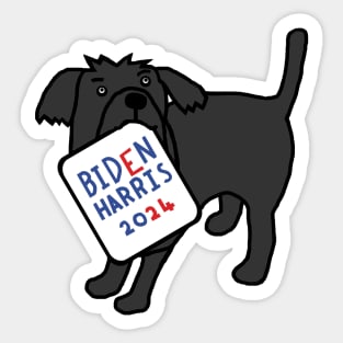 Small Dog with Biden Harris 2024 Sign Sticker